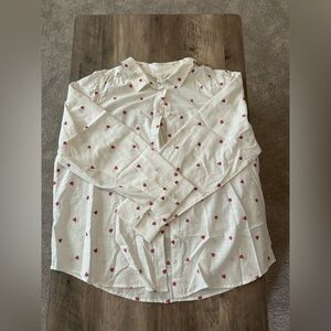 LC Lauren Conrad White Shirt with Red Heart Design
